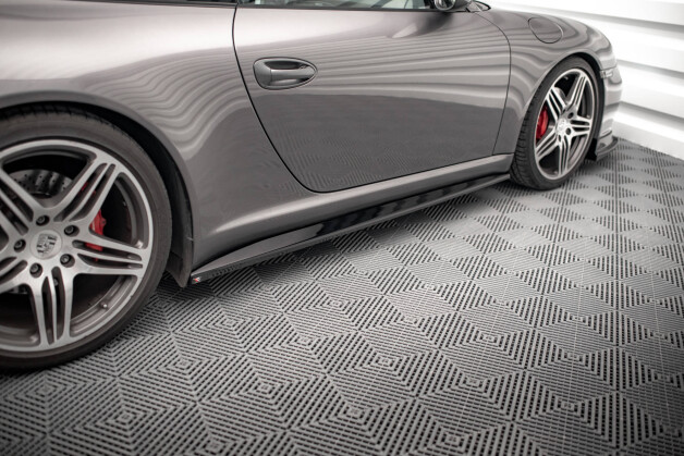 Seitenschweller Ansatz Cup Leisten passend für Porsche 911 Carrera / Carrera GTS 997 Facelift schwarz Hochglanz