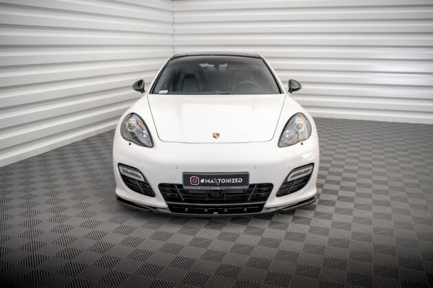 Cup Spoilerlippe Front Ansatz V.2 für Porsche Panamera Turbo Sport Design Paket 970 schwarz Hochglanz
