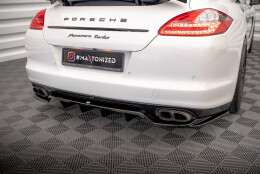 Mittlerer Cup Diffusor Heck Ansatz DTM Look passend für Porsche Panamera Turbo 970 schwarz matt