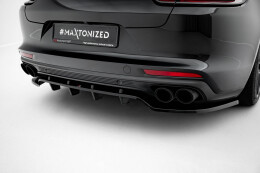 Mittlerer Cup Diffusor Heck Ansatz DTM Look passend für Porsche Panamera Turbo S E-Hybrid / Panamera E-Hybrid / Panamera 4S 971 schwarz Hochglanz