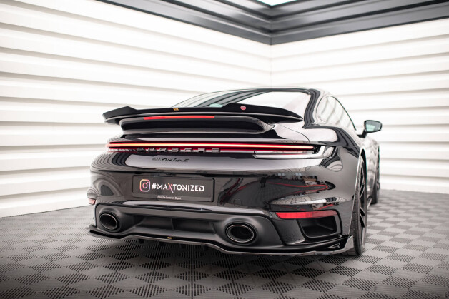 Heck Spoiler Aufsatz Abrisskante passend für Porsche 911 Turbo S 992 schwarz Hochglanz