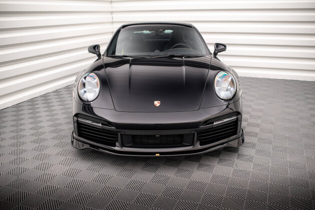 Street+ Spoilerlippe Front Ansatz passend für Porsche 911 Turbo S 992 schwarz Hochglanz