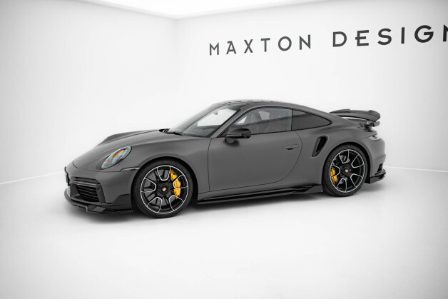 Seitenschweller Ansatz Cup Leisten passend für Porsche 911 Turbo S Sport Paket 992 schwarz Hochglanz