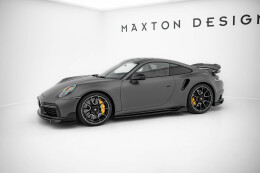 Seitenschweller Ansatz Cup Leisten für Porsche 911 Turbo S Sport Paket 992 schwarz Hochglanz