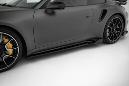 Seitenschweller Ansatz Cup Leisten für Porsche 911 Turbo S Sport Paket 992 schwarz Hochglanz