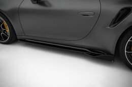 Seitenschweller Ansatz Cup Leisten für Porsche 911 Turbo S Sport Paket 992 schwarz Hochglanz