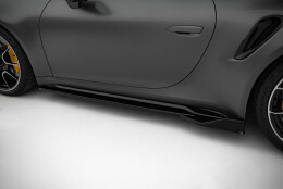 Seitenschweller Ansatz Cup Leisten passend für Porsche 911 Turbo S Sport Paket 992 schwarz Hochglanz