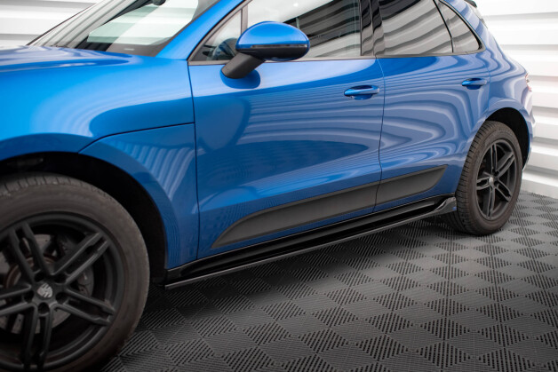 Seitenschweller Ansatz Cup Leisten passend für Porsche Macan Mk1 schwarz Hochglanz