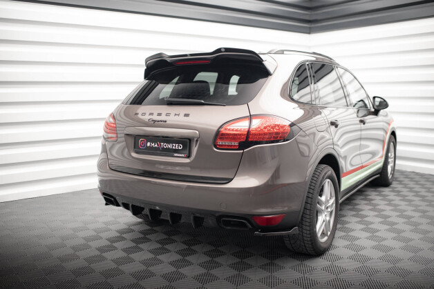 Heck Ansatz Diffusor passend für Porsche Cayenne Mk2 schwarz Hochglanz