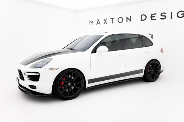 Seitenschweller Ansatz Cup Leisten passend für Porsche Cayenne Mk2 schwarz Hochglanz