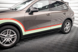 Seitenschweller Ansatz Cup Leisten für Porsche Cayenne Mk2 schwarz Hochglanz