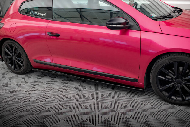 Seitenschweller Ansatz Cup Leisten passend für VW Scirocco Mk3 schwarz Hochglanz