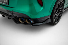 Mittlerer Cup Diffusor Heck Ansatz DTM Look passend für BMW X6 M F96 Facelift schwarz Hochglanz