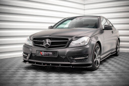 Cup Spoilerlippe Front Ansatz V.1 passend für Mercedes-Benz C Coupe / Limousine / Kombi AMG-Line C204 / W204 Facelift / S204 Facelift schwarz Hochglanz