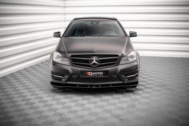 Cup Spoilerlippe Front Ansatz V.2 passend für Mercedes-Benz C Coupe / Limousine / Kombi AMG-Line C204 / W204 Facelift / S204 Facelift schwarz Hochglanz