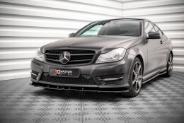 Cup Spoilerlippe Front Ansatz V.2 passend für Mercedes-Benz C Coupe / Limousine / Kombi AMG-Line C204 / W204 Facelift / S204 Facelift schwarz Hochglanz