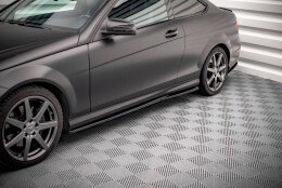 Seitenschweller Ansatz Cup Leisten passend für Mercedes-Benz C Coupe / Limousine / Kombi AMG-Line C204 / W204 Facelift / S204 Facelift schwarz Hochglanz