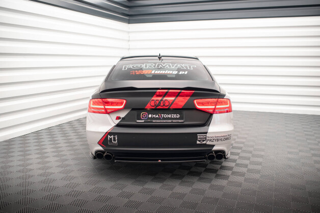 Mittlerer Cup Diffusor Heck Ansatz passend für Audi S8 D4 schwarz Hochglanz