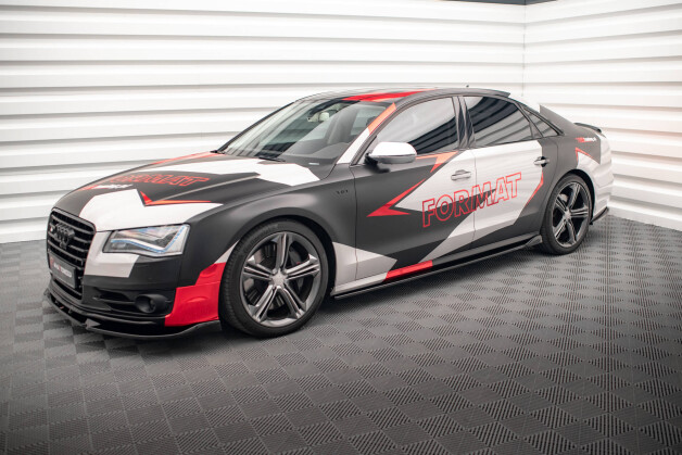Seitenschweller Ansatz Cup Leisten V.2 passend für Audi S8 D4 schwarz Hochglanz