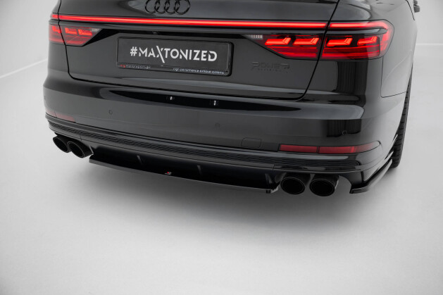 Heck Ansatz Flaps Diffusor passend für Audi S8 D5 schwarz Hochglanz