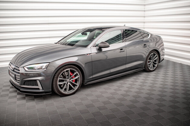 Street Pro Seitenschweller Ansatz Cup Leisten passend für Audi A5 S-Line / S5 Sportback F5 SCHWARZ