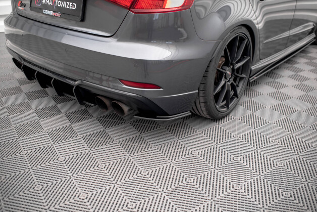 Street Pro Heck Ansatz Flaps Diffusor passend für Audi S3 Sportback 8V Facelift SCHWARZ