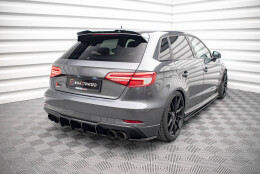 Street Pro Heck Ansatz Flaps Diffusor passend für Audi S3 Sportback 8V Facelift SCHWARZ