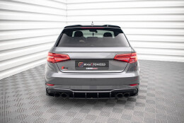 Street Pro Heck Ansatz Flaps Diffusor passend für Audi S3 Sportback 8V Facelift SCHWARZ