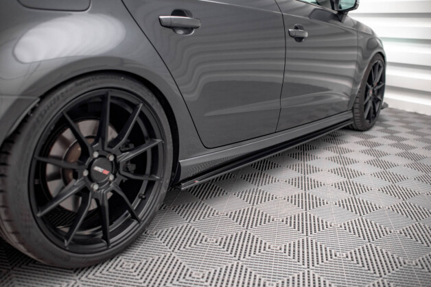 Street Pro Seitenschweller Ansatz Cup Leisten passend für Audi S3 Sportback 8V Facelift SCHWARZ