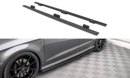 Street Pro Seitenschweller Ansatz Cup Leisten für Audi S3 Sportback 8V Facelift SCHWARZ