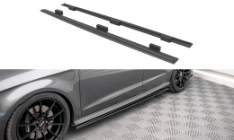 Street Pro Seitenschweller Ansatz Cup Leisten passend für Audi S3 Sportback 8V Facelift SCHWARZ