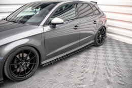 Street Pro Seitenschweller Ansatz Cup Leisten passend für Audi S3 Sportback 8V Facelift SCHWARZ