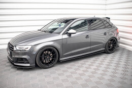 Street Pro Seitenschweller Ansatz Cup Leisten passend für Audi S3 Sportback 8V Facelift SCHWARZ