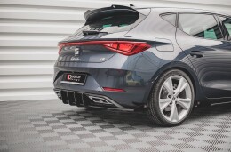 Street Pro Heck Ansatz Diffusor +Flaps für Seat Leon FR Hatchback Mk4 schwarz Hochglanz SCHWARZ-ROT+ HOCHGLANZ FLAPS