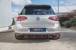 Street Pro Heckschürze Heck Ansatz Diffusor V.2 für VW Golf 7 GTI SCHWARZ-ROT