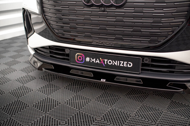 Cup Spoilerlippe Front Ansatz V.1 passend für Audi Q4 e-tron Sportback S-line Mk1 schwarz Hochglanz