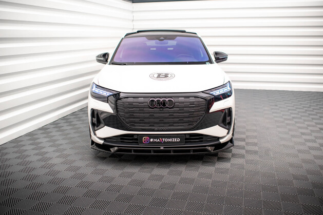 Cup Spoilerlippe Front Ansatz V.2 für Audi Q4 e-tron Sportback S-line Mk1 schwarz Hochglanz