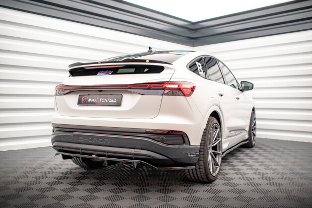 Mittlerer Cup Diffusor Heck Ansatz DTM Look passend für Audi Q4 e-tron Sportback S-line Mk1 schwarz Hochglanz