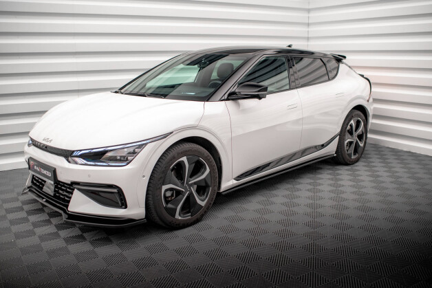 Seitenschweller Ansatz Cup Leisten passend für Kia EV6 GT-Line Mk1 schwarz Hochglanz