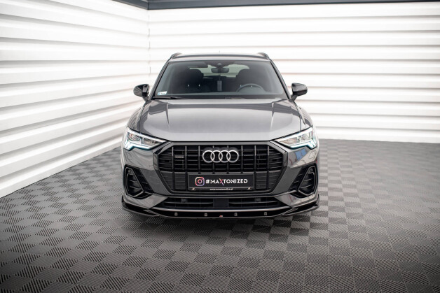Cup Spoilerlippe Front Ansatz V.1 passend für Audi Q3 S-Line F3 schwarz Hochglanz