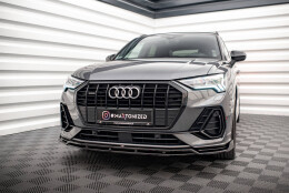 Cup Spoilerlippe Front Ansatz V.2 passend für Audi Q3 S-Line F3 schwarz Hochglanz