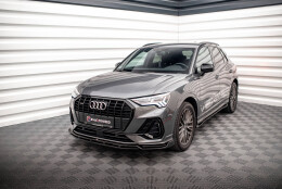 Cup Spoilerlippe Front Ansatz V.2 passend für Audi Q3 S-Line F3 schwarz Hochglanz