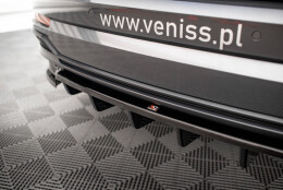 Mittlerer Cup Diffusor Heck Ansatz DTM Look passend für Audi Q3 S-Line F3 schwarz Hochglanz