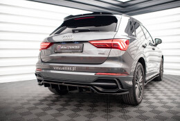 Mittlerer Cup Diffusor Heck Ansatz DTM Look passend für Audi Q3 S-Line F3 schwarz Hochglanz