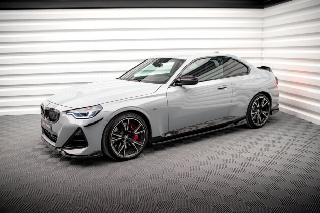 Seitenschweller Ansatz Cup Leisten für V.1 für BMW 2 Coupe M-Paket / M240i G42 schwarz Hochglanz