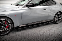 Seitenschweller Ansatz Cup Leisten für V.1 für BMW 2 Coupe M-Paket / M240i G42 schwarz Hochglanz