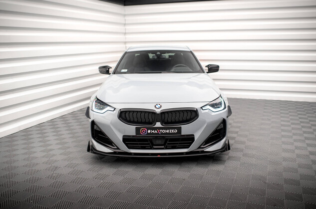 Street Pro Cup Spoilerlippe Front Ansatz passend für BMW 2 Coupe M-Paket / M240i G42 SCHWARZ+ HOCHGLANZ FLAPS