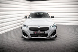 Street Pro Cup Spoilerlippe Front Ansatz für BMW 2 Coupe M-Paket / M240i G42 SCHWARZ+ HOCHGLANZ FLAPS