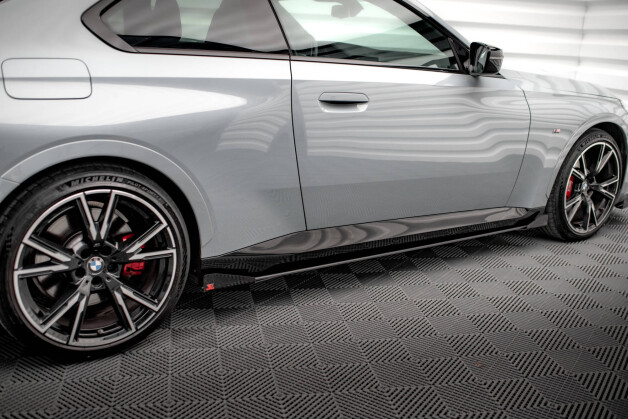 Street Pro Seitenschweller Ansatz Cup Leisten passend für BMW 2 Coupe M-Paket / M240i G42 SCHWARZ+ HOCHGLANZ FLAPS