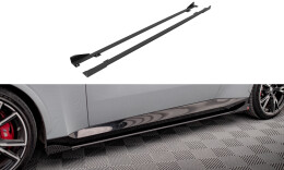 Street Pro Seitenschweller Ansatz Cup Leisten passend für BMW 2 Coupe M-Paket / M240i G42 SCHWARZ+ HOCHGLANZ FLAPS